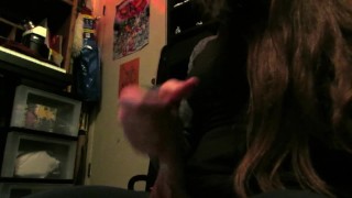 FIT TRANS GIRL PLAYS WITH BULGE AND THEN WANKS