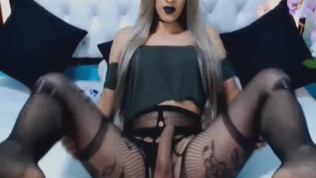 Huge Hard Shemale Dick in Solo Masturbation