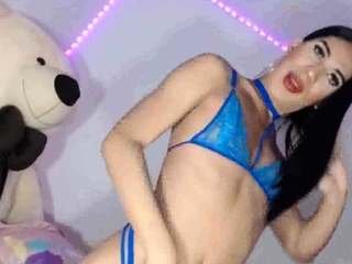 Lady Tranny In Blue Two Piece