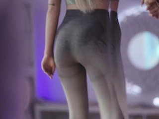 Busty shemale licks and fucks the pussy of her yoga partner