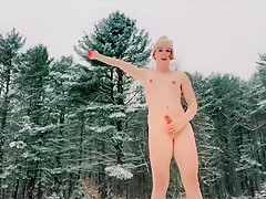 Shiri Allwood In Painfully Tgirl Disrobes And Jerks Herself In The Snow