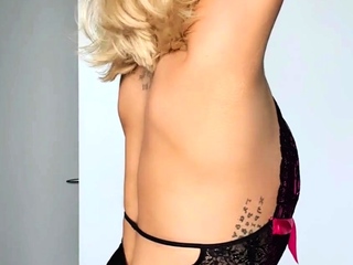 Blonde tranny shemale solo masturbation