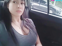Horny Shemale With A Big Boobs Touching Herself In The Public