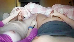 Trannys lay down and cum together