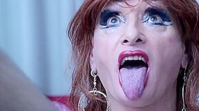 Brutal ruined makeup session for old dumb Sissy throat meat