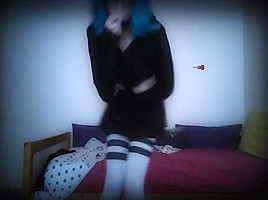 Teen Churrostrap playing with herself (and a self facial!)