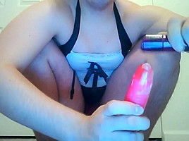 amateur crossdresser plays with self