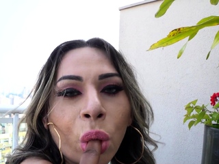 Big booty trans babe fingered before bj