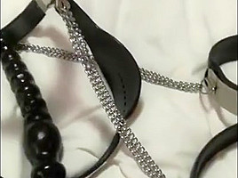 Latex kigurumi chastity plugged