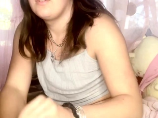Tranny with big tits tugs on her big cock