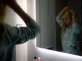 Blonde Sissy Thoroughly Brushes Her Teeth To Polish The Dirt Off Of Daddys Cock