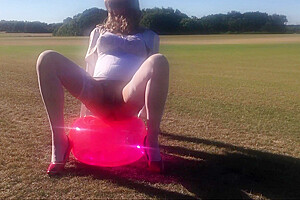 Cd Slut Riding Dildo Seat Outdoors In A Field