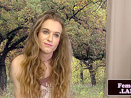Sexy Blonde Trans Chick Jerking Off