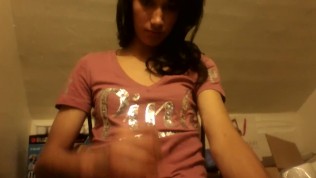 Jasmine cums in cute panties and yoga pants