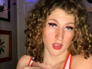 Chubby big tits shemale jerking her big cock