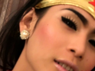 Ladyboy Gor Strokes Her Hard Dick And Gets Ass Toyed