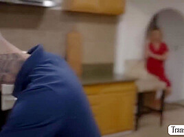 Horny Shemale Bareback Fucks Pipe Man