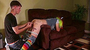 Tattooed Ts Toyed And Humped On The Sofa