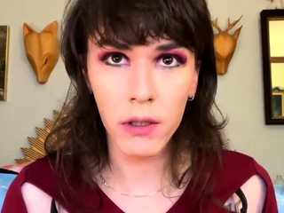 Blonde tranny shemale solo masturbation