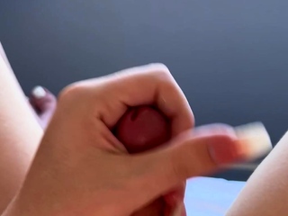 Brunette Tranny jerking in hard dick in solo Webcam