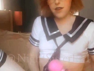 Shemale tranny enjoying solo masturbation